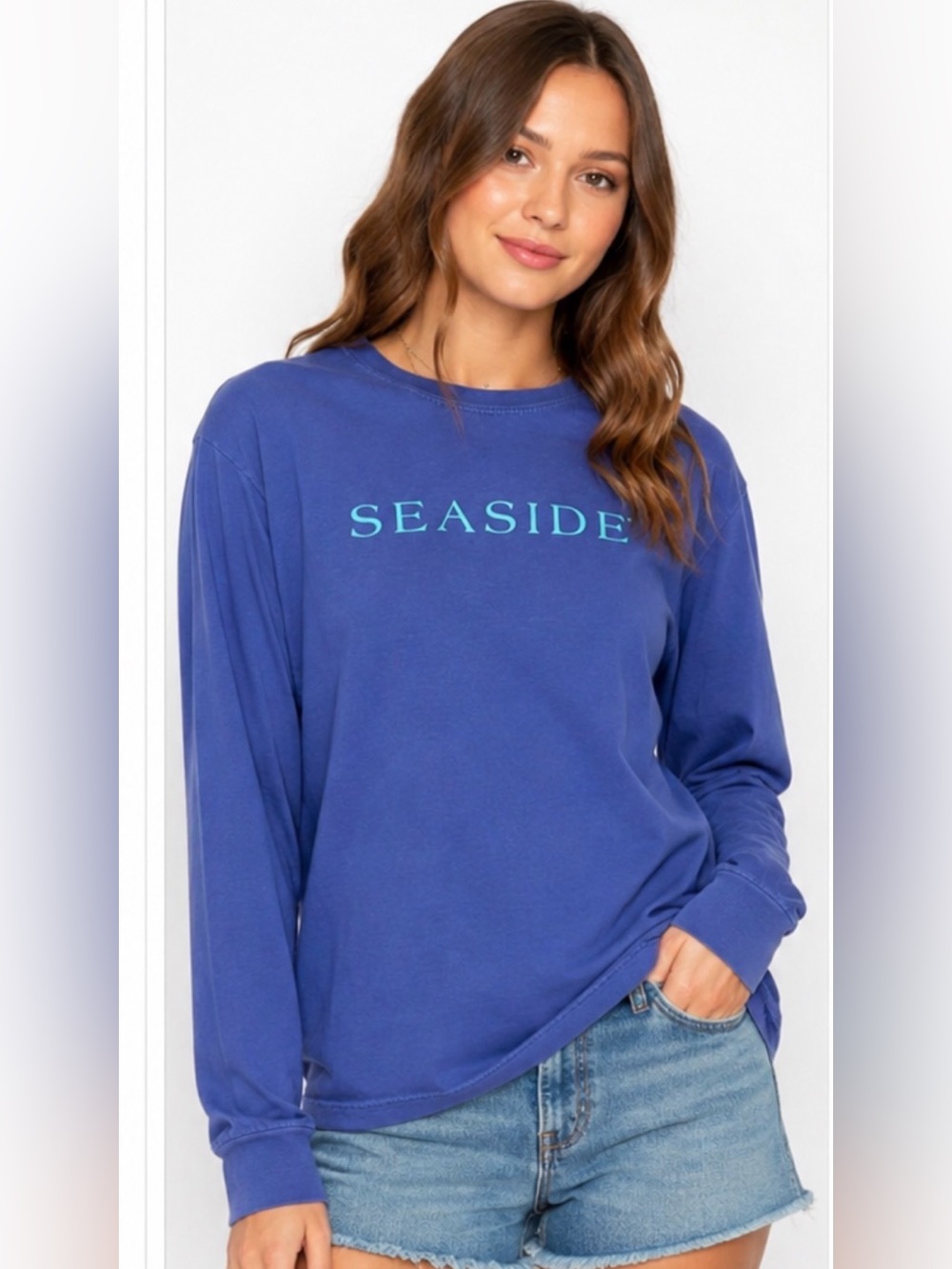 Seaside Crew Neck Long Sleeve Tee Size Small